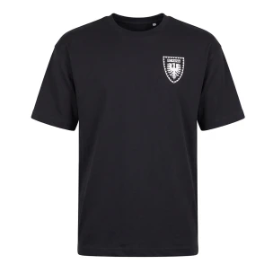 T-Shirt Loose schwarz Wappen weiss
